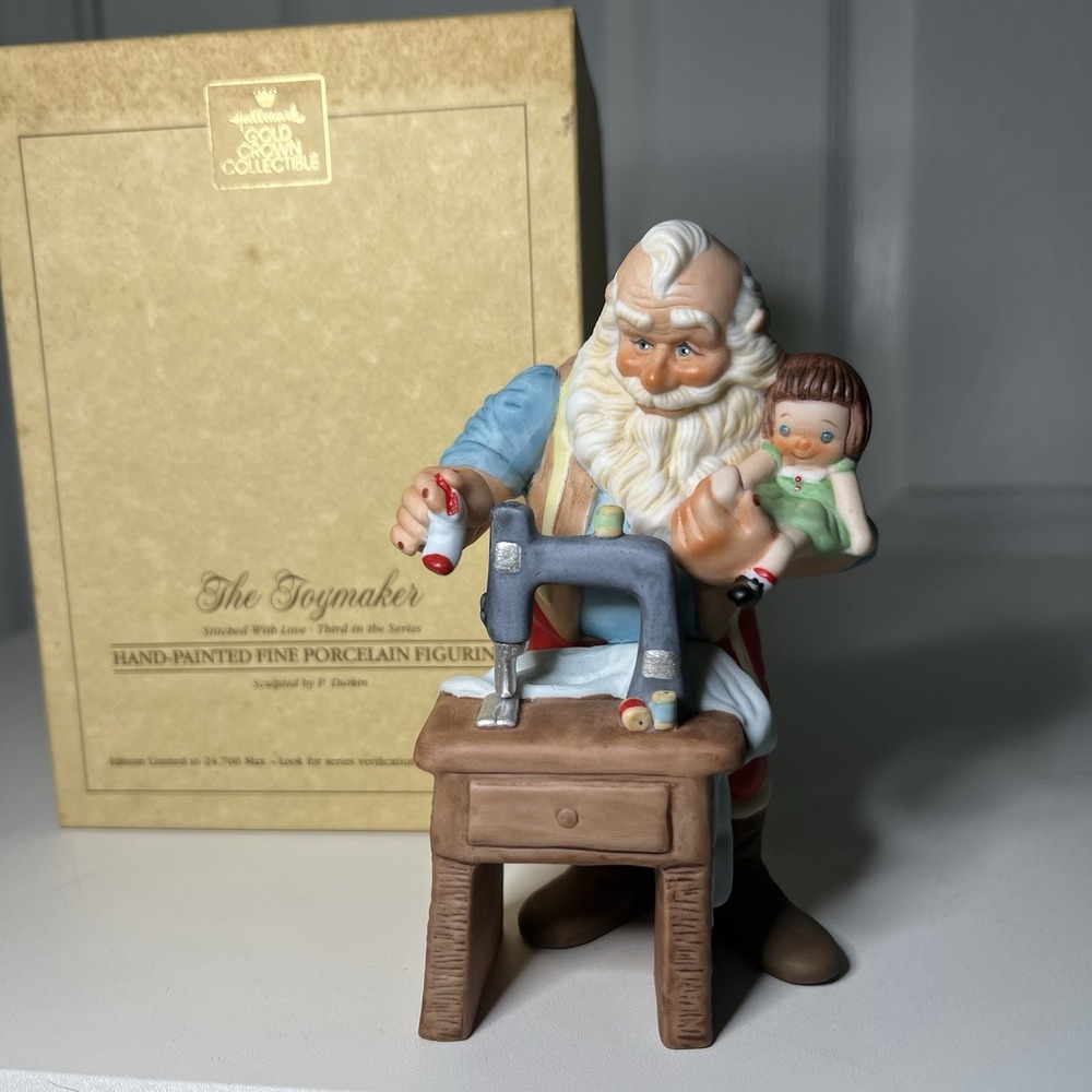 Hallmark Limited Edition Porcelain Stitched with Love Santa Toymaker Figurine